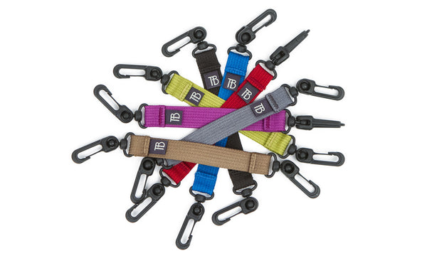 All colors of the 8-inch Black Key Strap with a snaphook at either end.